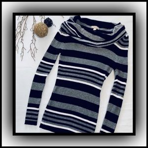 It’s Our Time Cowl Neck Striped Sweater